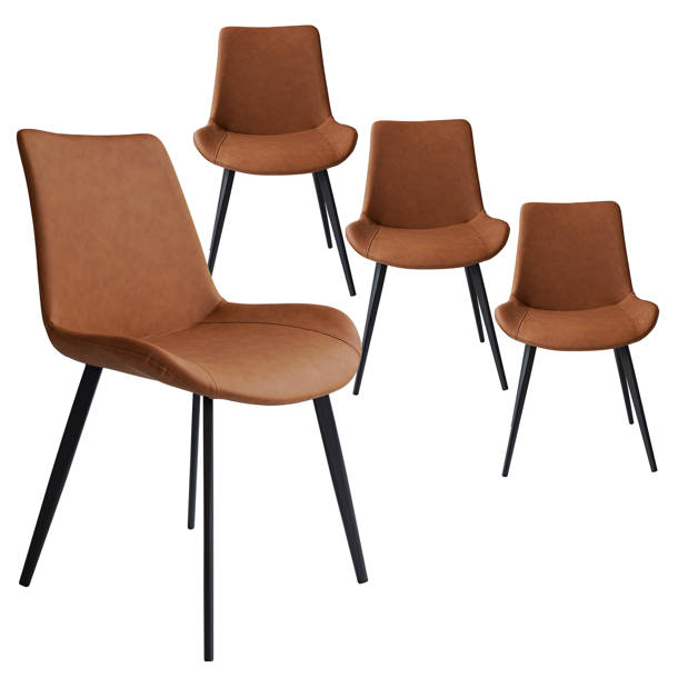 Corrigan Studio® 34"H Modern Upholstered Brown Dining Chairs (Set Of 4